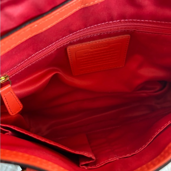 Coach Campbell Orange Leather Crossbody Satchel - Picture 14 of 16